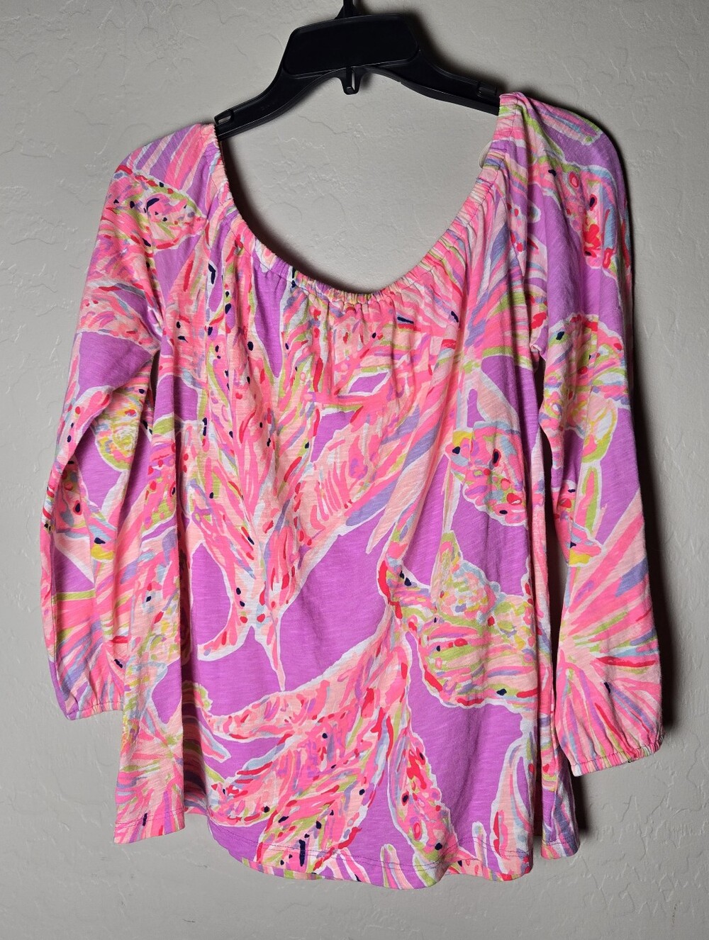 Lilly Pulitzer Pink Multicolor Off-Shoulder Tropical Floral Tunic Size M